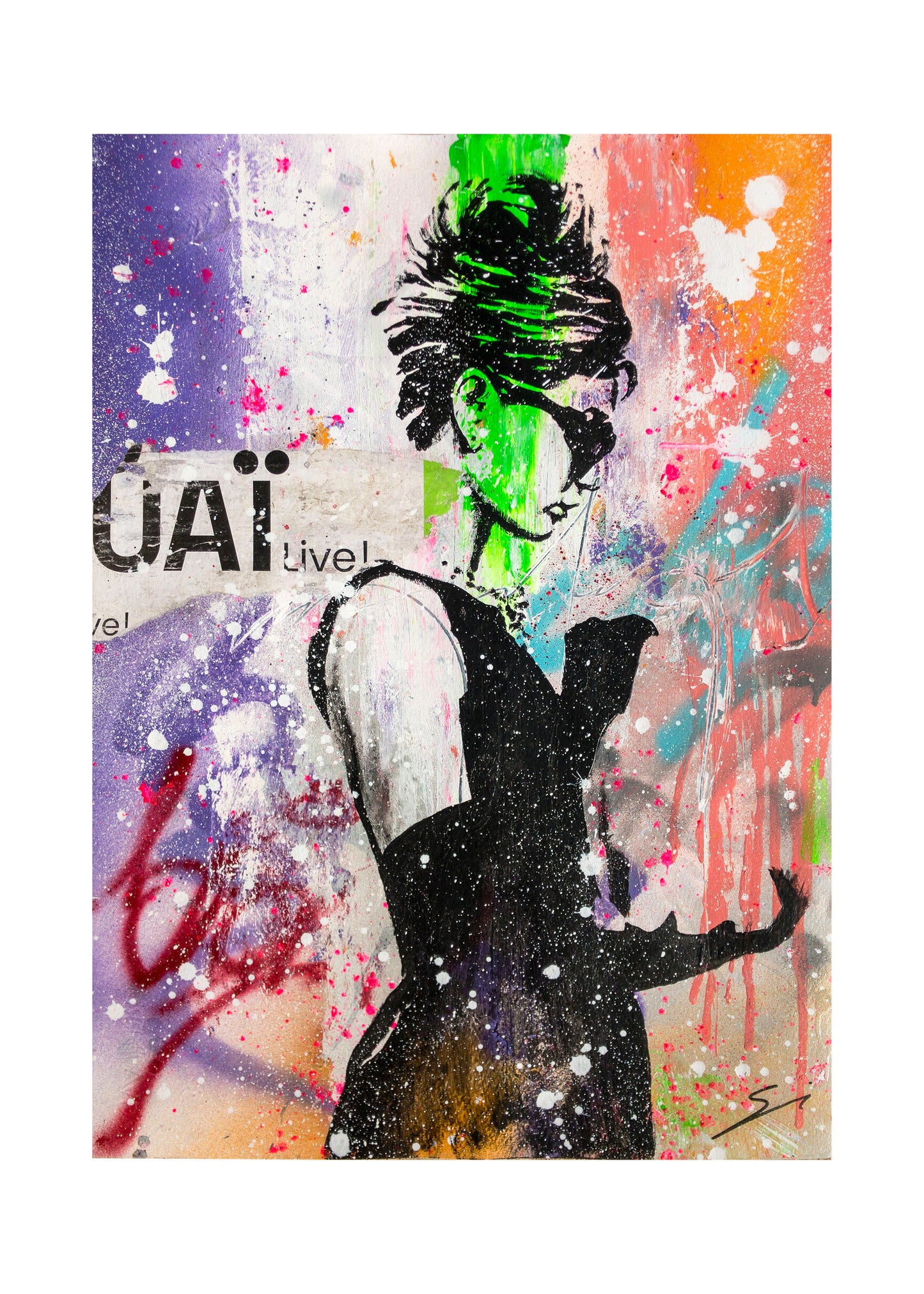 Feuille. Audrey Hepburn (Petit-déjeuner chez Tiffany). pop Art. Art de rue.