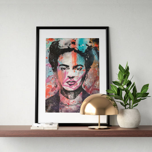 Feuille. Frida Kahlo (indé). pop Art. Art de rue.