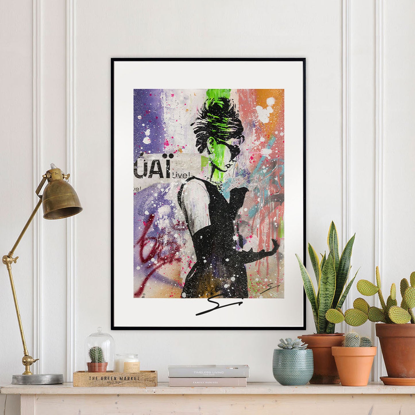 Feuille. Audrey Hepburn (Petit-déjeuner chez Tiffany). pop Art. Art de rue.